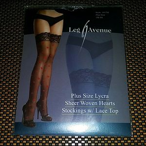 Thigh High Stockings with Hearts Size 1x - 3x